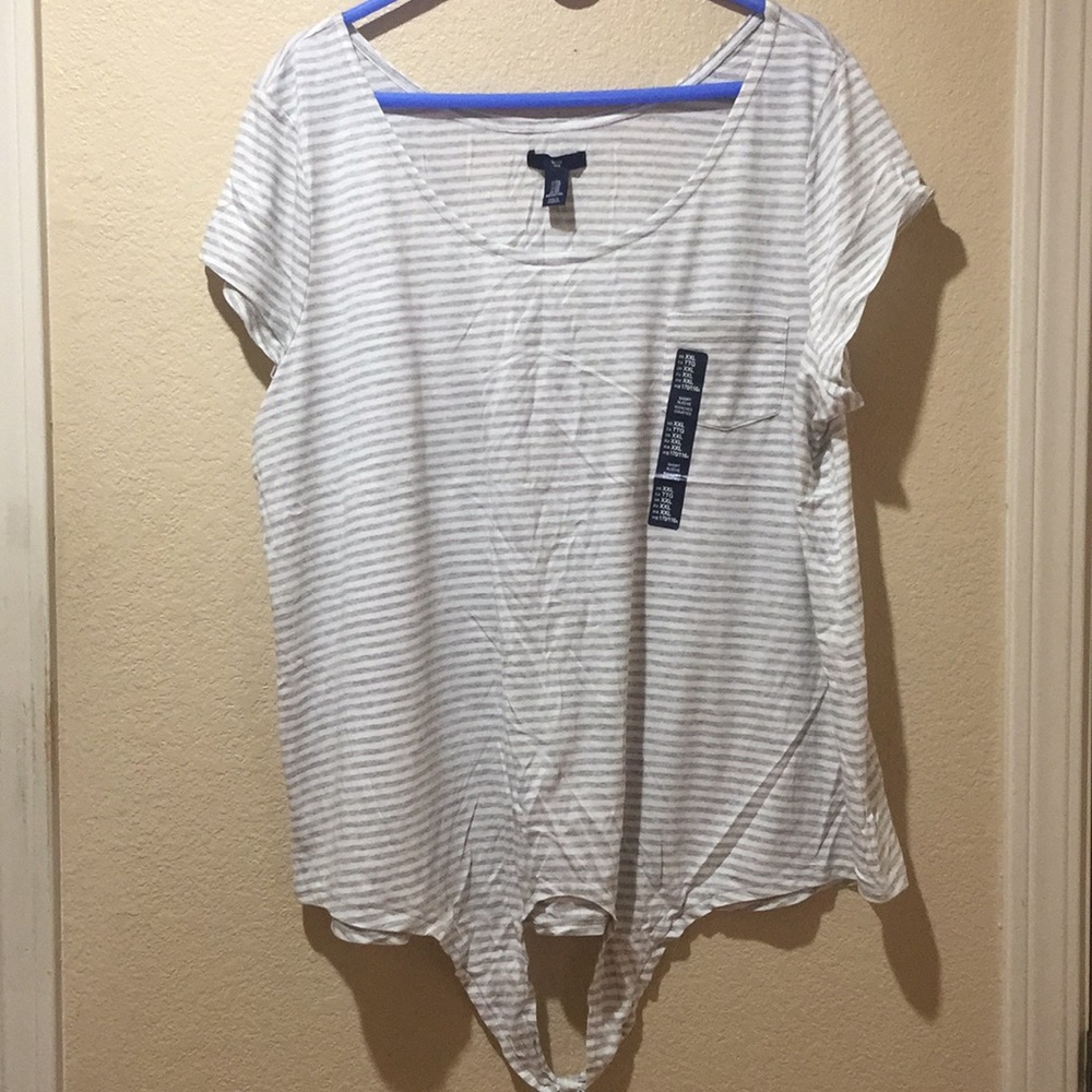 Light Gray and White Stripe with bow tie Shirt